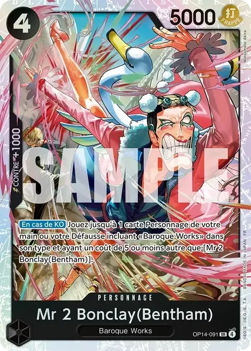 Carte One Piece française OP14-091 Mr 2 Bonclay(Bentham)