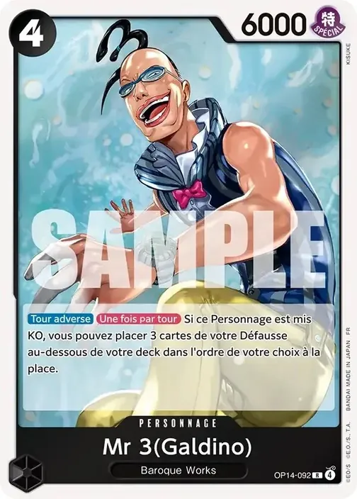 Carte One Piece française OP14-092 Mr 3(Galdino)