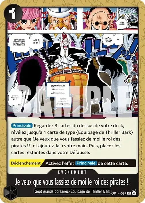 Carte One Piece française OP14-097 Je veux que vous fassiez de moi le roi des pirates !!
