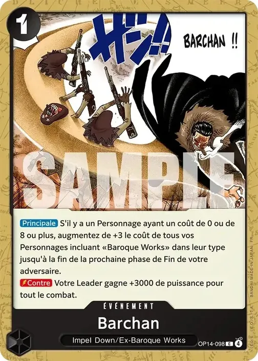 Carte One Piece française OP14-098 Barchan