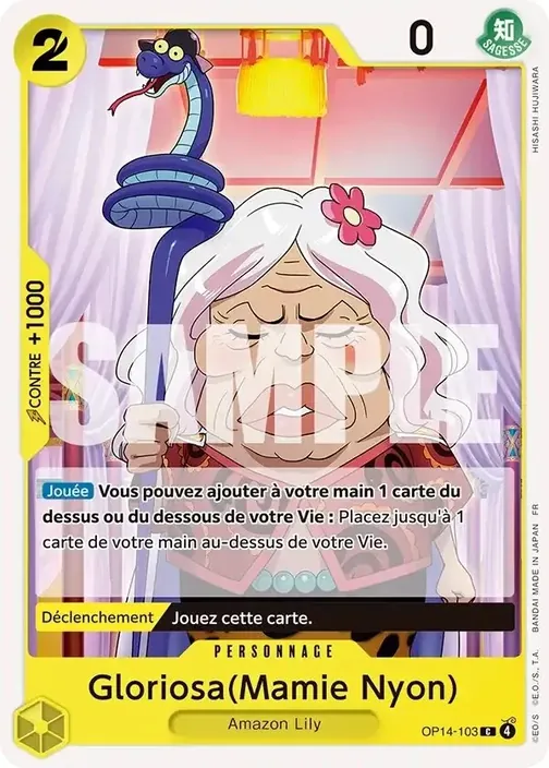 Carte One Piece française OP14-103 Gloriosa(Mamie Nyon)