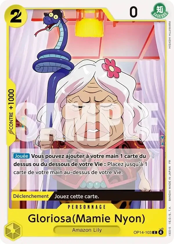 Carte One Piece française Gloriosa(Mamie Nyon) OP14-103 C