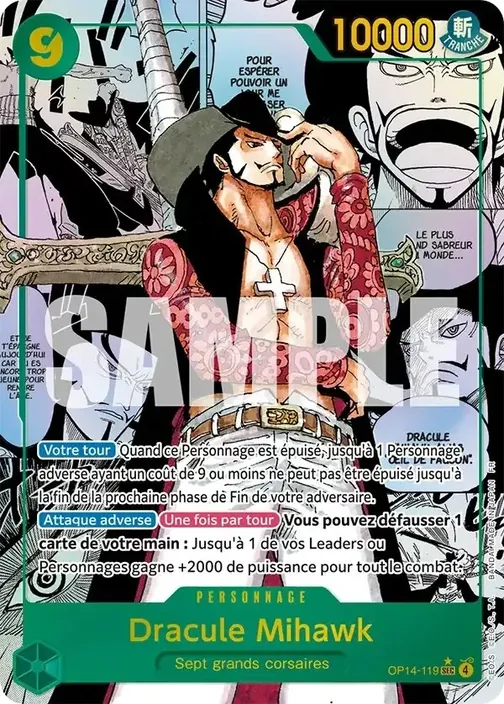 Carte One Piece française OP14-119 Dracule Mihawk (version 3)