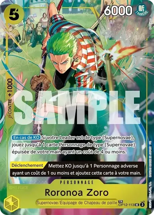 Carte One Piece française OP12-113 Roronoa Zoro