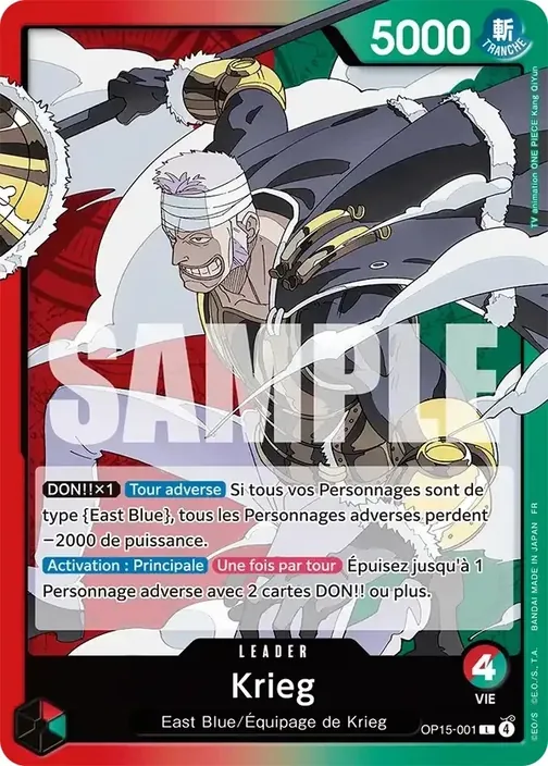 Carte One Piece française OP15-001 Krieg
