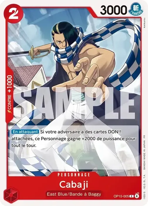 Carte One Piece française OP15-005 Cabaji