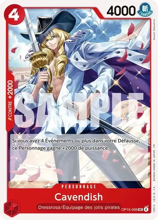 Carte One Piece française OP15-006 Cavendish