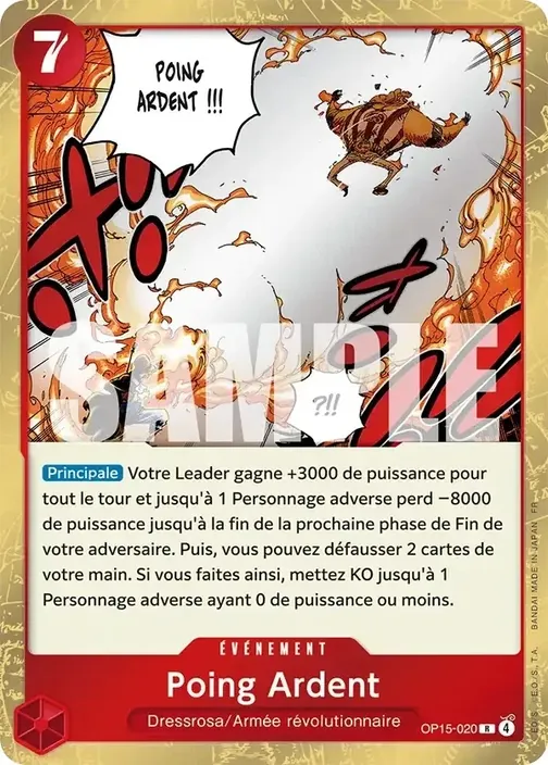 Carte One Piece française OP15-020 Poing Ardent
