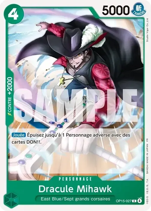 Carte One Piece française OP15-027 Dracule Mihawk