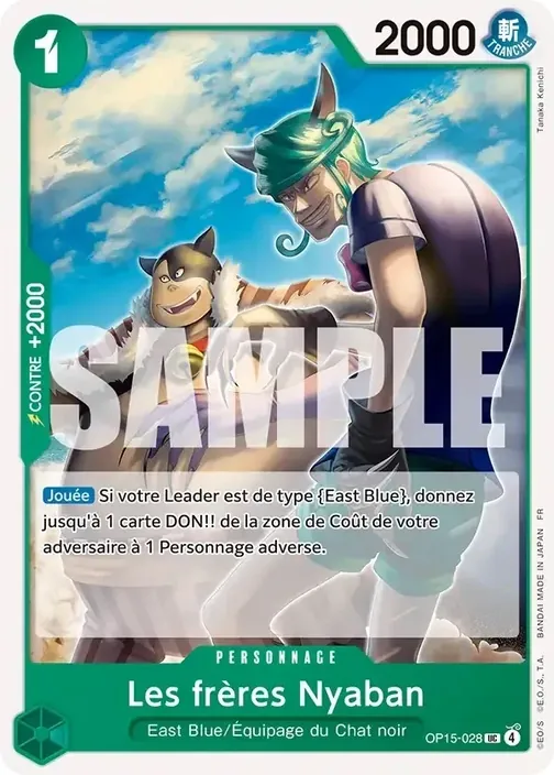 Carte One Piece française OP15-028 Les frères Nyaban
