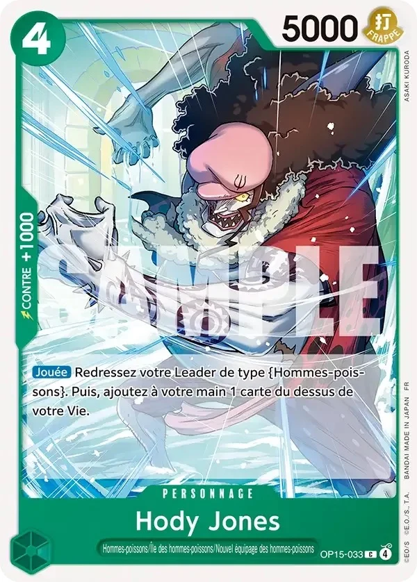 Carte One Piece française Hody Jones OP15-033 C