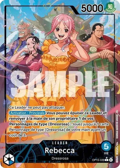 Carte One Piece française OP15-039 Rebecca (version 2)