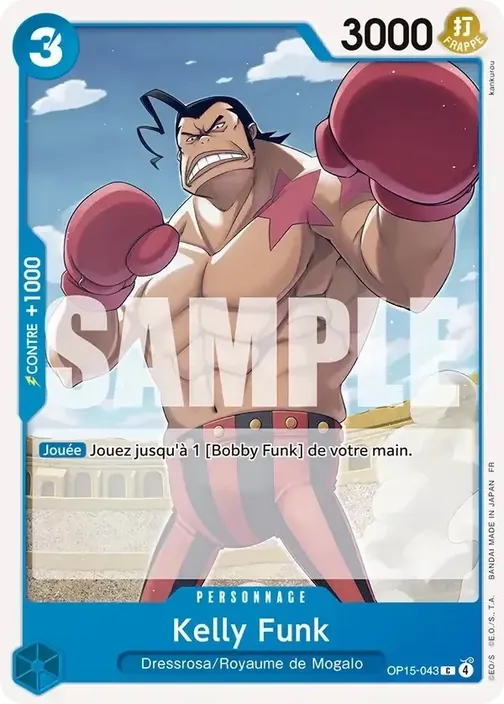 Carte One Piece française OP15-043 Kelly Funk