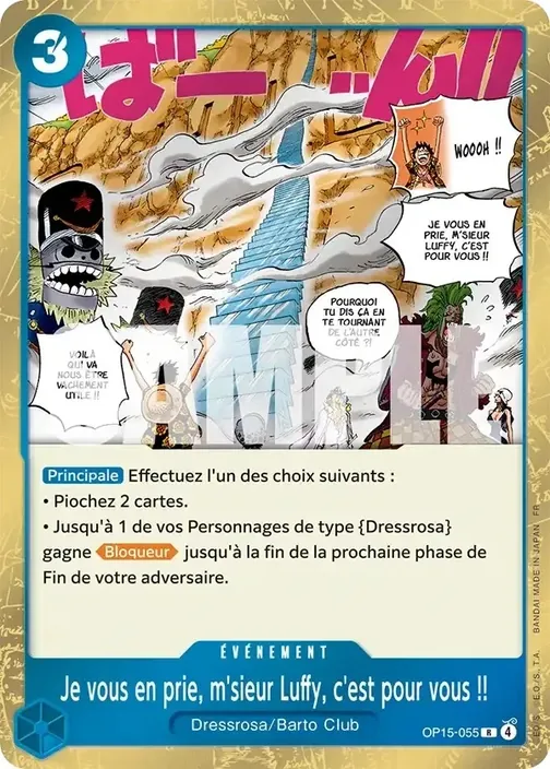 Carte One Piece française OP15-055 Je vous en prie, m'sieur Luffy, c'est pour vous !!