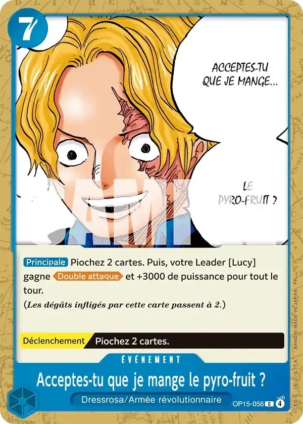Carte One Piece française Acceptes-tu que je mange le pyro-fruit ? OP15-056 C