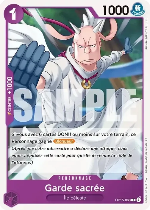 Carte One Piece française OP15-068 Garde sacrée