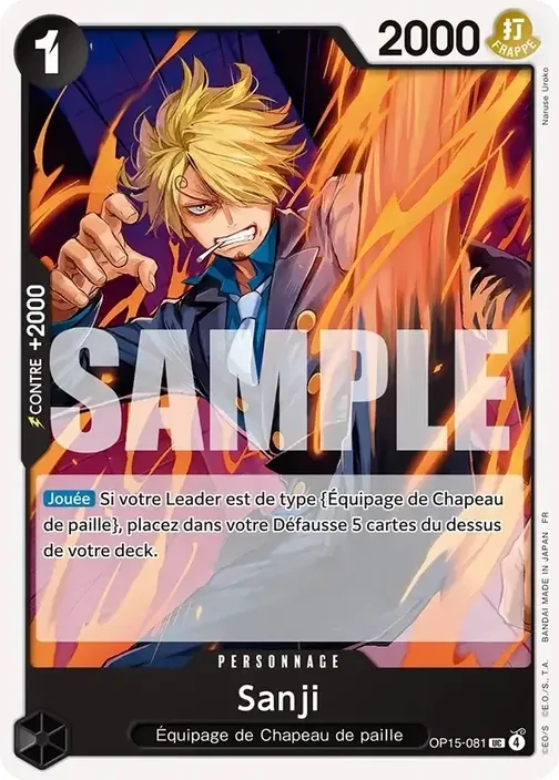 Carte One Piece française OP15-081 Sanji