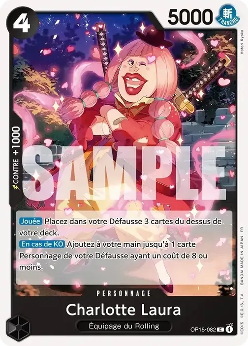 Carte One Piece française OP15-082 Charlotte Laura
