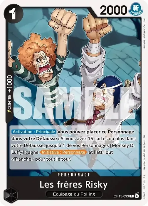 Carte One Piece française OP15-093 Les frères Risky