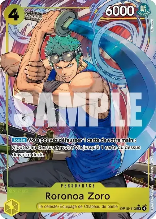 Carte One Piece française OP15-113 Roronoa Zoro (version 2)