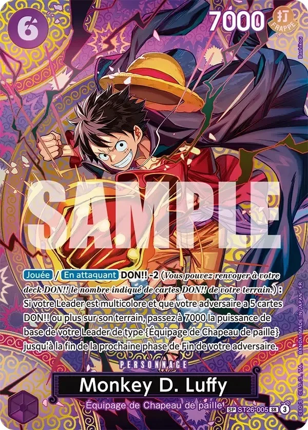 Carte One Piece française Monkey D. Luffy ST26-005 SP