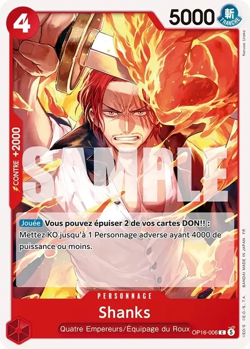 Carte One Piece française OP16-006 Shanks