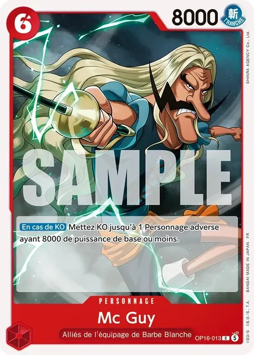 Carte One Piece française OP16-013 Mc Guy