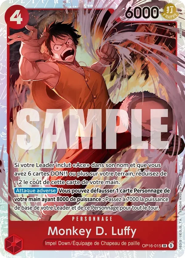 Carte One Piece française Monkey D. Luffy OP16-015 SR