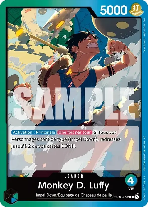 Carte One Piece française OP16-022 Monkey D. Luffy