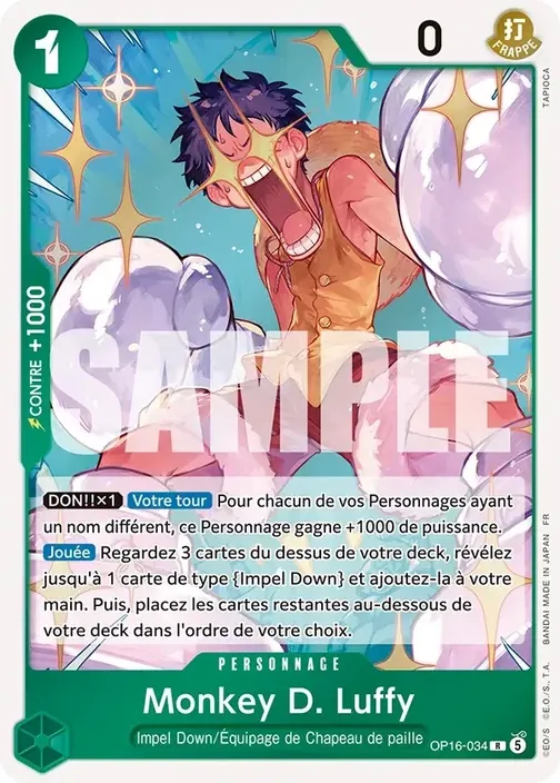 Carte One Piece française OP16-034 Monkey D. Luffy