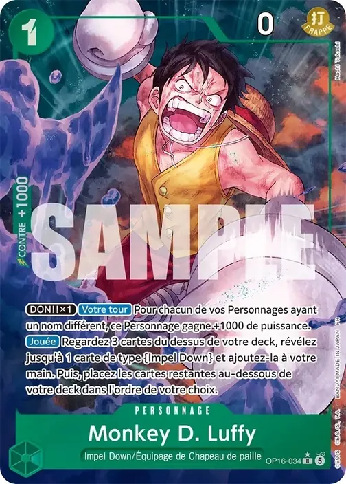 Carte One Piece française OP16-034 Monkey D. Luffy (version 2)