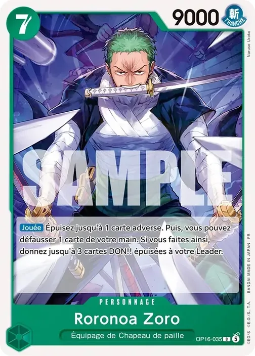 Carte One Piece française OP16-035 Roronoa Zoro