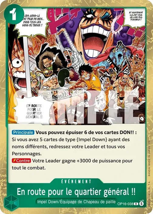 Carte One Piece française OP16-038 En route pour le quartier général !!