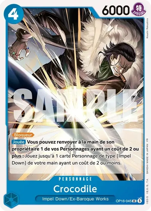 Carte One Piece française OP16-045 Crocodile