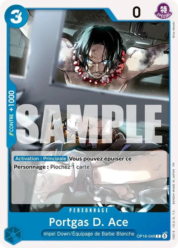 Carte One Piece française Portgas D. Ace OP16-049 C