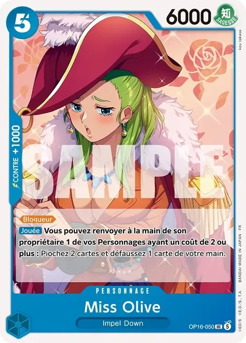 Carte One Piece française OP16-050 Miss Olive