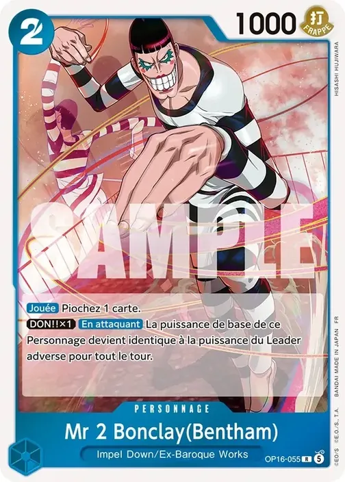 Carte One Piece française OP16-055 Mr 2 Bonclay(Bentham)