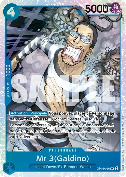 Carte One Piece française OP16-056 Mr 3(Galdino)