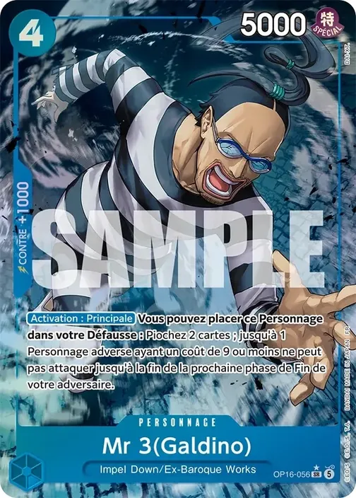 Carte One Piece française OP16-056 Mr 3(Galdino) (version 2)