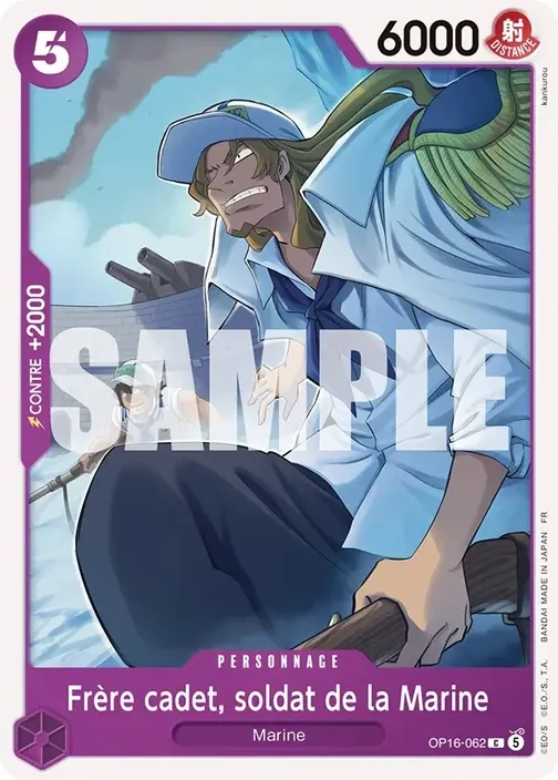 Carte One Piece française OP16-062 Frère cadet, soldat de la Marine