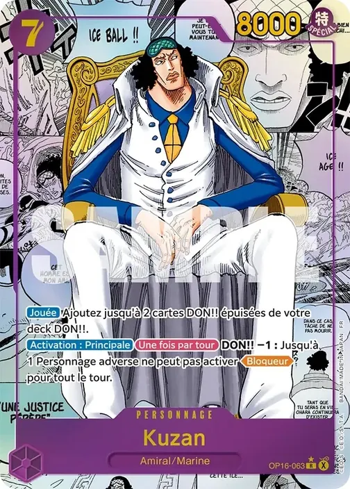Carte One Piece française OP16-063 Kuzan (version 3)