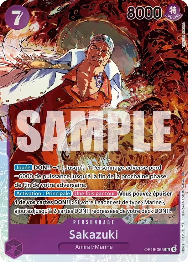Carte One Piece française Sakazuki OP16-065 SR