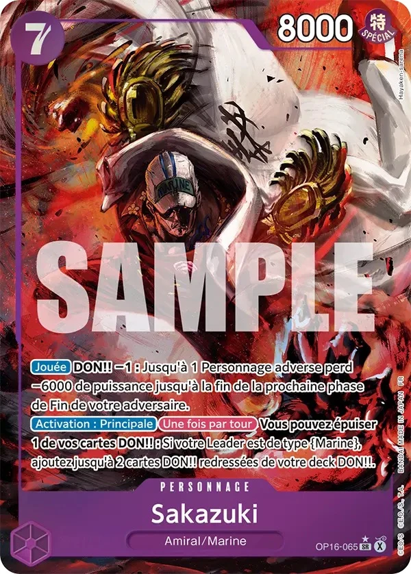 Carte One Piece française Sakazuki OP16-065 SR