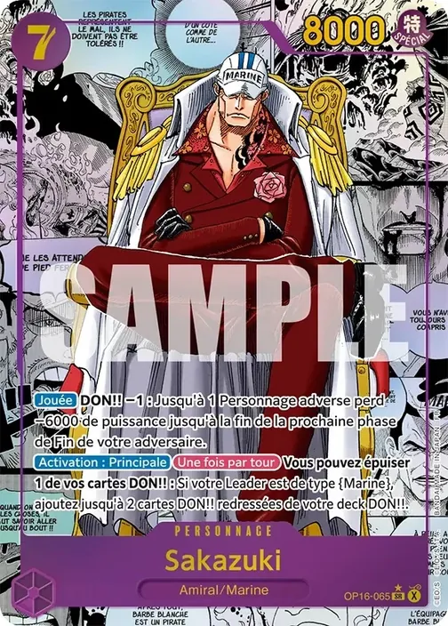 Carte One Piece française OP16-065 Sakazuki (version 3)