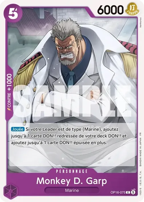 Carte One Piece française OP16-075 Monkey D. Garp
