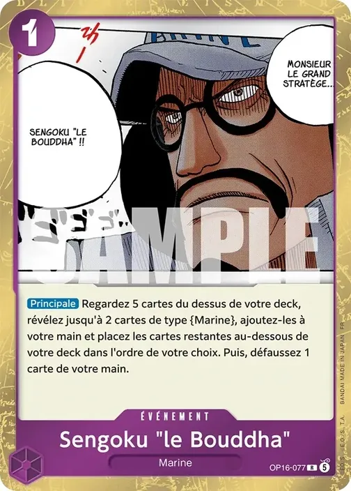 Carte One Piece française OP16-077 Sengoku "le Bouddha"