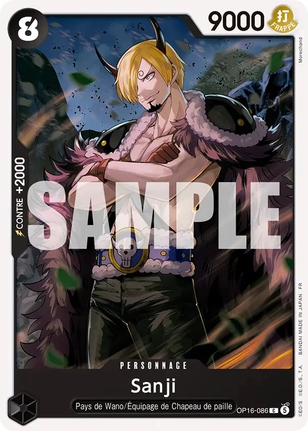Carte One Piece française Sanji OP16-086 C