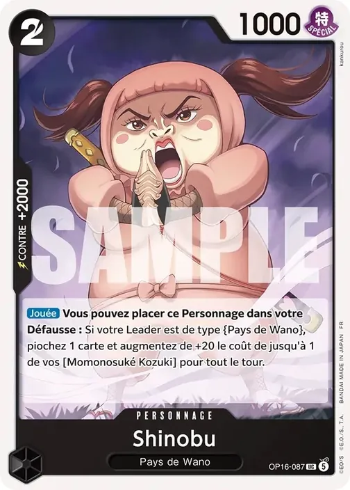 Carte One Piece française OP16-087 Shinobu