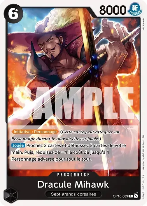 Carte One Piece française OP16-089 Dracule Mihawk