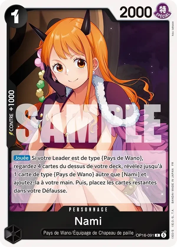 Carte One Piece française Nami OP16-091 R